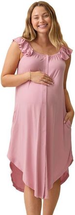 Kindred Bravely Ruffle Strap Labor & Delivery Gown in Light Mauve at Nordstrom, Size X-Large