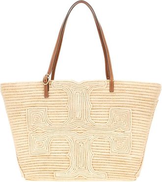 Tory Burch Ella Gestructureerde Stro Grote Shopper - Dames - Shoppers - Beige - ONE Size - Tassen