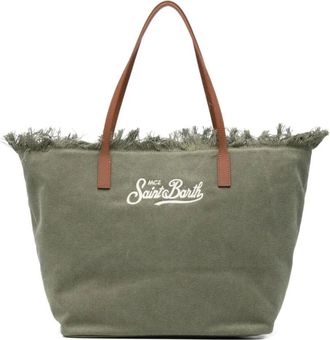 MC2 Saint Barth City Fringed Tote Bag - Dames - Shoppers - Groen - ONE Size - Tassen