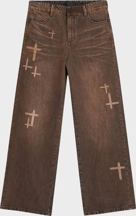 Rta Men & apos;s Cross Graphic Wide-Leg Jeans