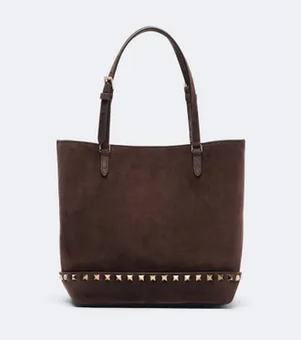 Valentino Garavani Rockstud Small suede top-handle bag