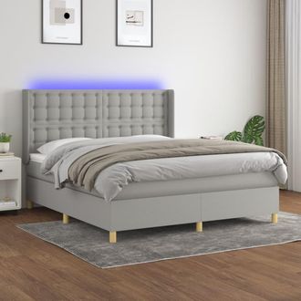 vidaXL Vidaxl - Cama Box Spring Colch&oacute;n Y Luces Led Tela Gris Claro 160x200 Cm