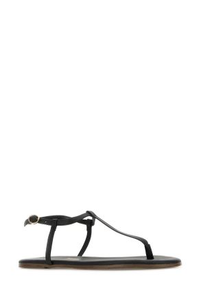 Tkees Womens Black Leather Mariana Thong Sandals Sandali