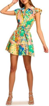 Ramy Brook Marceline Belted Cotton Poplin Mini Shirtdress in Garden Print at Nordstrom Rack, Size Medium