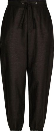 Dolce & Gabbana logo-patch drawstring-waist trousers - men - Cotton - 46 - Black