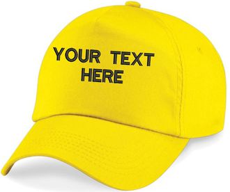 Generic Personalised Embroidered Any Text Baseball Cap, BC010 Orignal Ultimate 5-Panel Cap Work Wear Cap Unisex Gift (Yellow)