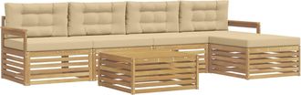 vidaXL Conjunto De Sof&aacute;s De Exterior 7 Uds. Y Beige Poli&eacute;ster Vidaxl