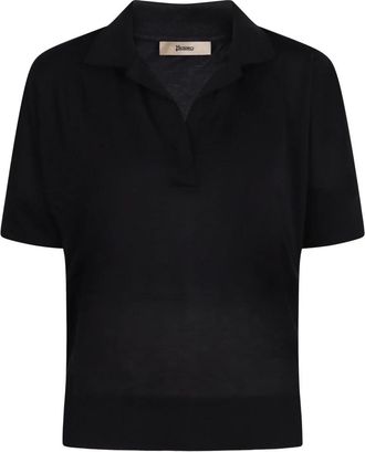 Herno Polo Shirts, female, Blue, Size: S Logo Detail Polo Shirt