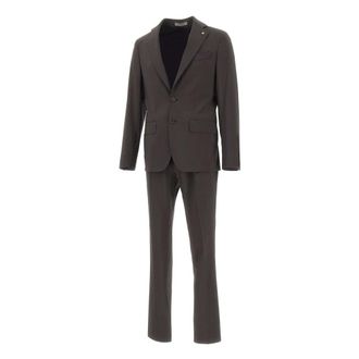 Corneliani Single Breasted Suits, male, Brown, Size: 2XL Two-Button Single-Breasted Suit