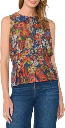 Vince Camuto Pleated Peplum Sleeveless Top in Classic Navy at Nordstrom, Size Xx-Large