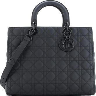 Dior Ultra Matte Lady Dior Bag Cannage Quilt Calfskin Large satchel - Zwart