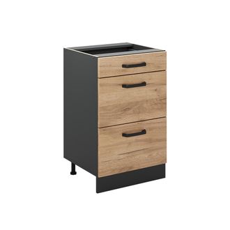 Vicco Mueble Bajo De Cocina R-line, Roble Dorado/antracita, 50 Cm Sin Encimera, Vicco