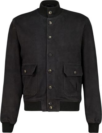 Frescobol Carioca Vincente Bomber Jacket - Heren - Leren en Su&egrave;de Jassen - Grijs - 2XL - Leer - Jassen