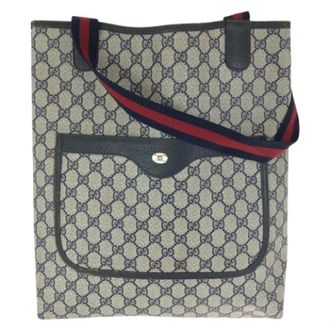 Gucci Pre-owned Tote Bags, female, Blue, Size: ONE SIZE Pre-owned GG Supreme Canvas Tote Bag