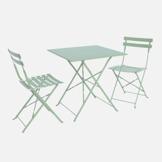 Sweeek Set Tavolo Da Giardino Pieghevole In Acciaio Con 2 Sedie, 70cm