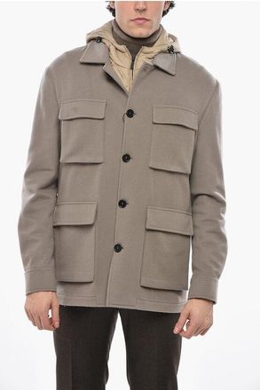 Corneliani CC COLLECTION Wool Utility Overshirt with Removable Lining size 50