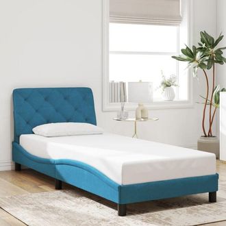 vidaXL Estructura De Cama Con Cabecero Terciopelo Azul 90x200 Cm Vidaxl