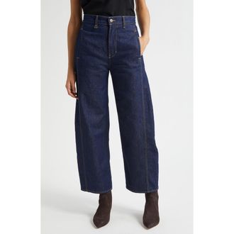 Veronica Beard Ryder High Waist Ankle Barrel Leg Jeans in Indigo Rinse at Nordstrom, Size 27