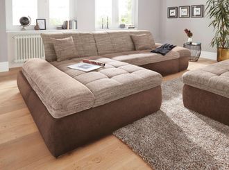 Domo Collection Ecksofa »PB Moric wahlweise mit Bettfunktion + Armteilverstellung, L-Form« im XXL-Format, B/T/H:300/172/80 cm, feine Steppung