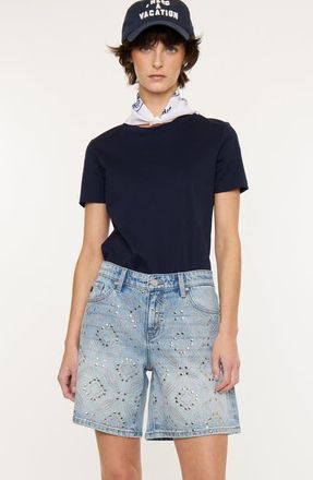 Kancan Mura 90s Low Rise Boy Shorts in Medium Wash at Nordstrom, Size 24