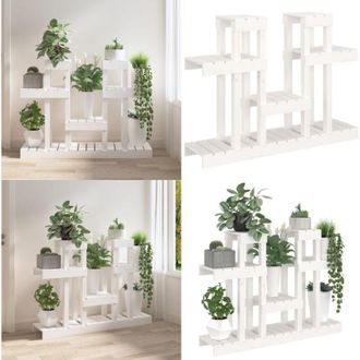 vidaXL Supporto per Piante Bianco 104,5x25x77,5 cm in Massello di Pino - Porta piante - Piante in vaso