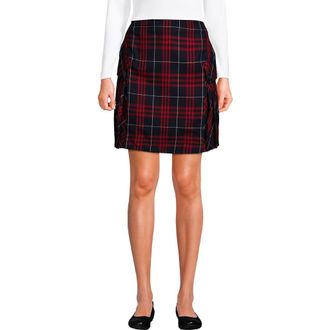 Lands End School Uniform Young Side Pleat Plaid Skort Above the Knee in Classic Navy Large Plaid at Nordstrom, Size 10