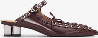 Ganni Red Lace-Up Mules in Brown Oleatex - Size 10 Oleatex&acirc;&cent;