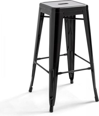 Oviala Taburete de bar de metal negro brillante
