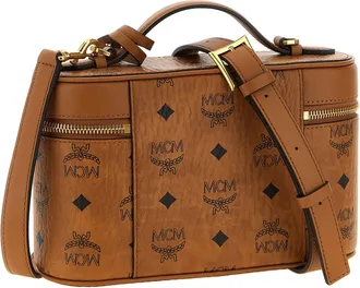 MCM Aren Coated Canvas Top Handle Bag - Cognac
