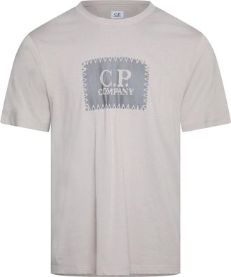 C.P. Company Mens 30/1 Jersey Logo Label T-Shirt in Beige Cotton - Size X-Large