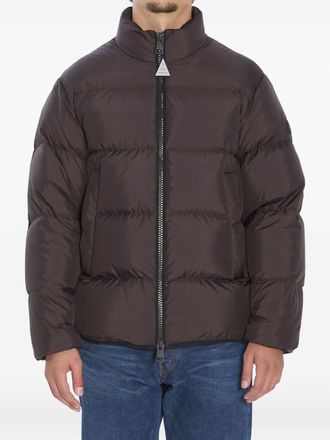 Moncler logo-patch padded jacket - men - Goose Feather/Polyester/Goose Down - 6 - Brown