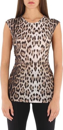 Roberto Cavalli Ladies Natural Leopard Print T-shirt, Size X-Large