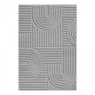 Un amour de tapis Alfombra dormitorio 120 x 170 cm, motivo geom&eacute;trico en relieve, gris