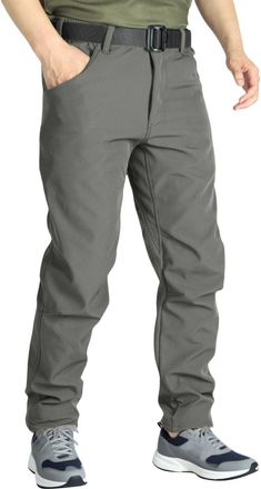 Generic Fleece Thermal Lined Work Trousers Mens Cargo - Waterproof Fleece Lined Trousers for Men - Straight Leg Joggers Winterpants Elasticated Waist Pants Tr