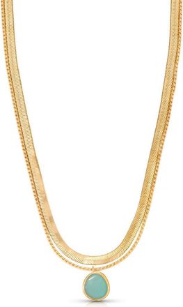 Ettika Radiant Orb Layered Necklace in Amazonite And Gold at Nordstrom