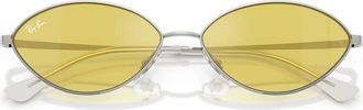Ray-Ban Ovale Metalen Zonnebril - Dames - Zonnebrillen - Grijs - 59 MM - Nylon - Accessoires