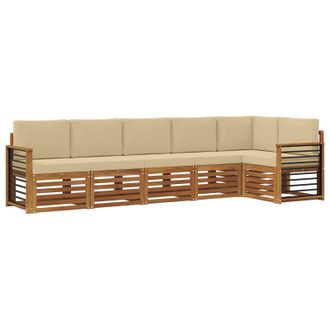 vidaXL Conjunto De Sof&aacute; Seccional Con Coj&iacute;n 6 Pcs Natural Y Beige Vidaxl