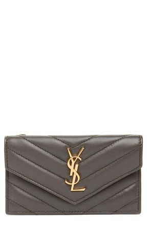 Saint Laurent Cassandre Envelope Flap Card Case in Urban Grey at Nordstrom