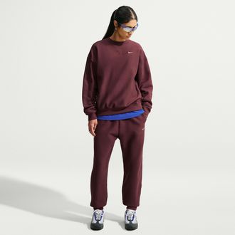 Nike Womens Studio Fleece Heavyweight Oversized High-Rise Jogger Pants in Purple | IO2109-658