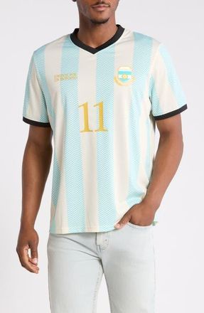 Les Deux Argentina V-Neck Football Jersey in Bachelor Button Blue at Nordstrom, Size Xx-Large