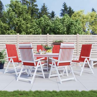 vidaXL Coj&iacute;n Silla De Jard&iacute;n Respaldo Alto 6 Uds Tela Rojo 120x50x3 Cm Vidaxl
