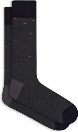 Bugatchi Stripe Mercerized Cotton Blend Dress Socks in Black at Nordstrom
