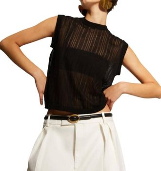 Autumn Cashmere Variegated Rib Muscle Tee In Black