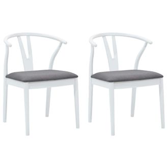 vidaXL Silla De Comedor 2 Pcs Y Gris Madera De Caucho S&oacute;lido Vidaxl