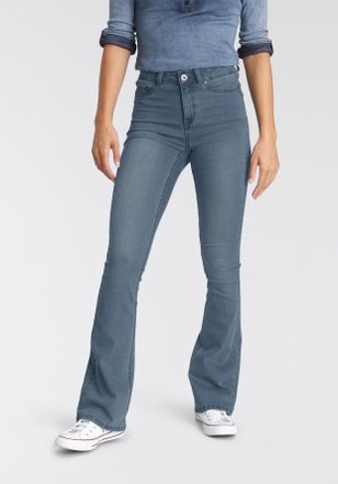 Arizona Bootcut-Jeans ARIZONA Ultra Stretch, Damen, Gr. 100, K + L Gr, blau (blau used), Denim/Jeans, Obermaterial: 63% Baumwolle, 32% Polyester, 5% Elasthan,