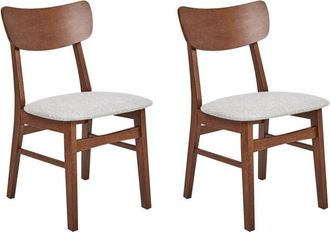 Beliani Set of 2 Dining Chairs ANOKA Wood Brown/ Grey