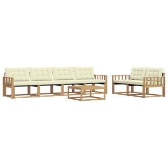 vidaXL Conjunto De Sof&aacute;s De Exterior 7 Pcs Blanco Y Crema Vidaxl