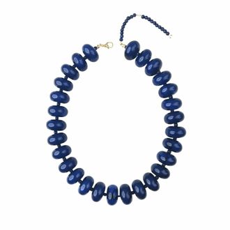 Gemelli Womens Positano Beaded Statement Necklace In Blue