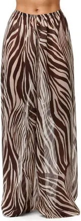 Naked Wardrobe Pleated Chiffon Wide Leg Pants in Wild Riviera at Nordstrom, Size X-Large