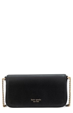Kate Spade New York devin saffiano flap clutch in Black at Nordstrom